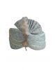 Light Blue Sequin Work Turban With Mothi and Feather Embellishment