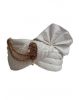 Pure White Textured Turban With Golden Mothi Chains