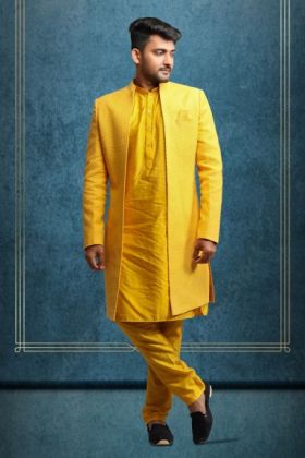 Yellow Elegant Jacket Sherwani