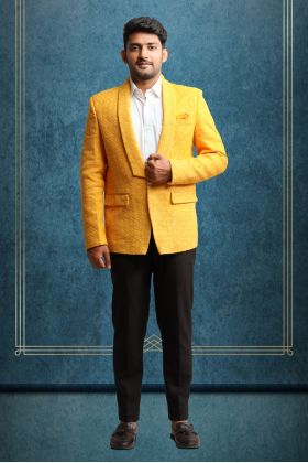 Yellow Lucknowi Fabric Blazer