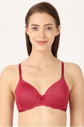 Women's Under-Wired Padded Soft Touch Microfiber Nylon Elastane Stretch Full Coverage Lace Styling Multiway T-Shirt Bra with Adjustable Straps - Anemone