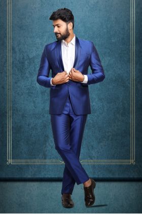 Polyester Viscose In Royal Blue 2Pc Suit