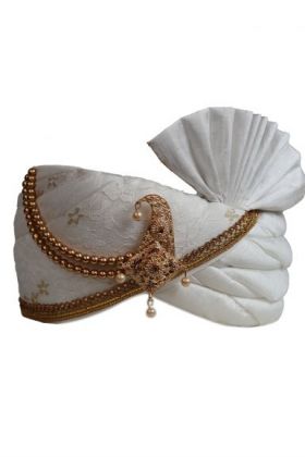 White and Golden Turban With Golden Border