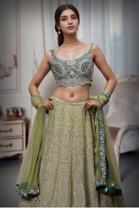 Delightful Haldi Lehenga With A Mix Of Lime Yellow And Green Heavy worked Lehenga