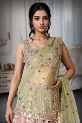 Heavy Mirror Worked Multicolour Lehenga With Maximalist Detailed Blouse