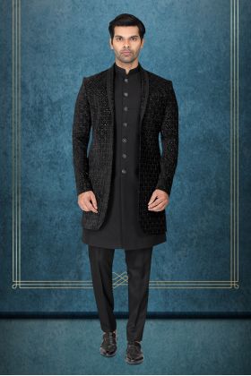 Midnight Black Dashing Two Piece Sherwani