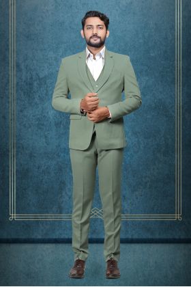 3 Piece Imported Fabric Dark Moss Green Suit