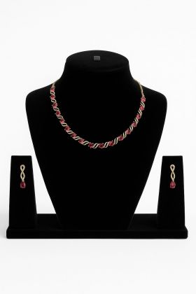 Elegant Ruby Twist Necklace Set
