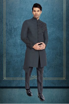Royal Black Indo-Western Sherwani