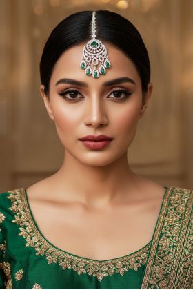 Emerald Elegance Maang Tikka