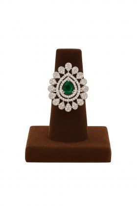 Emerald Green Teardrop Statement Ring