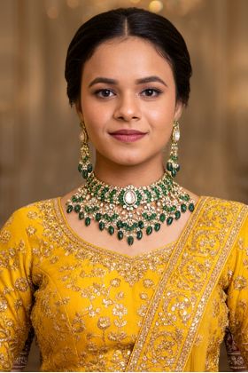 Mughal Grandeur Emerald Polki Choker Set