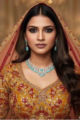 Elegant Aqua Blue Drop Stone Necklace Set