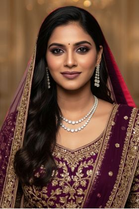 Classic Double Line Diamond Necklace Set