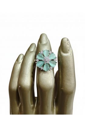 Pastel Green Floral Statement Ring