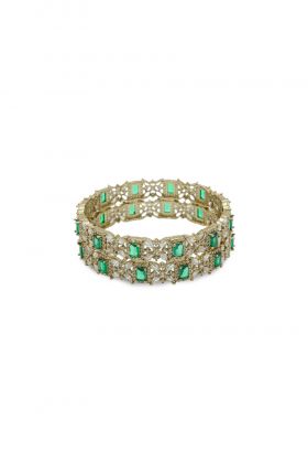 Emerald Green & White Designer Statement Bangle