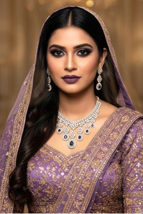 Royal Purple Drop Stone Necklace Set