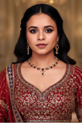 Royal Ruby Circle Necklace Set