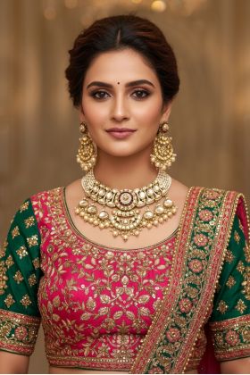 Designer Kundan Necklace Set Featuring Large Uncut Stones.