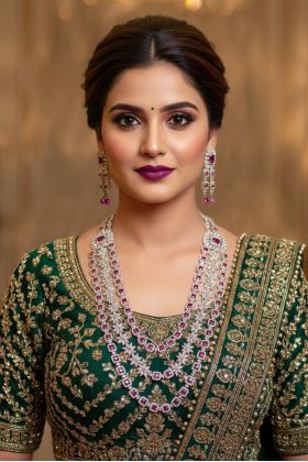 Gorgeous Party Wear Jewelry With Intricate Rhodium Plating Detail.