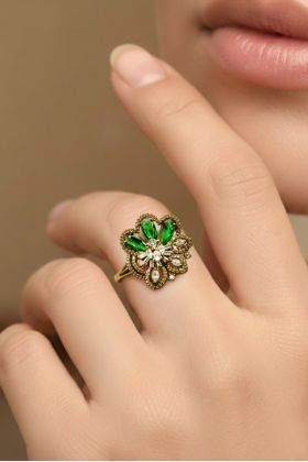 Art Deco Style Geometric Baguette Stone Cluster Ring