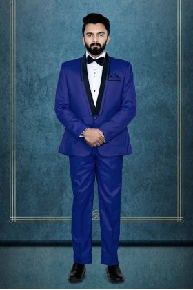 2 Pcs Imported Terry Rayon In Royal Blue 2Pc  Tuxedo Suit