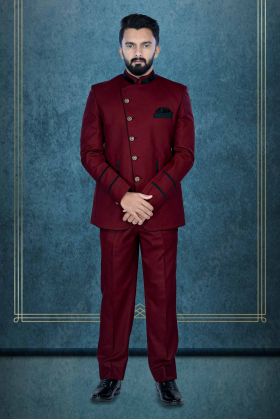 Maroon Jodhpuri Using Suiting Material