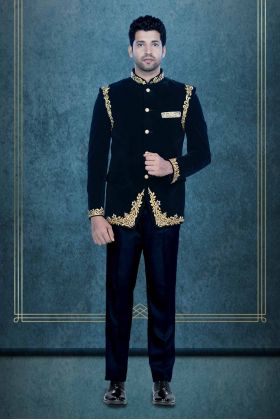 Black Jodhpuri In Thread Using Velvet