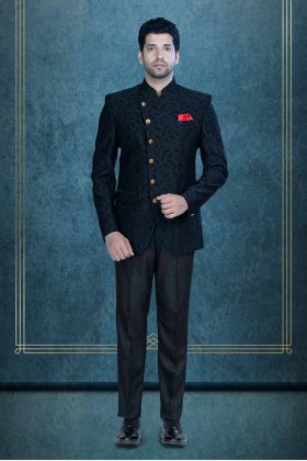 Black Jodhpuri Using Jaquard Embossed