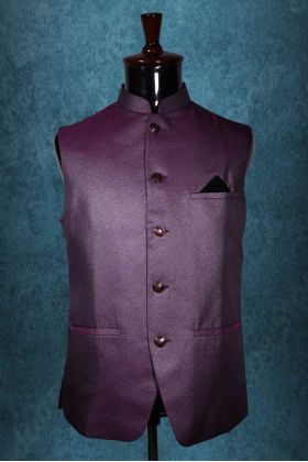 Mandarin Collar In Wine Bundi