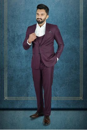 Polyster Dark Wine 3Pc Suit