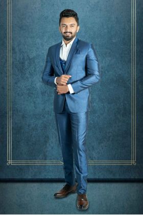 Polyster mid night Blue 3Pc Suit