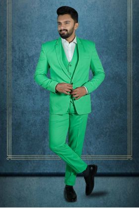 3 Pcs Polyster Mint Green Suit