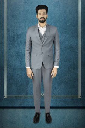 Light Grey Polyster 3Pc Suit