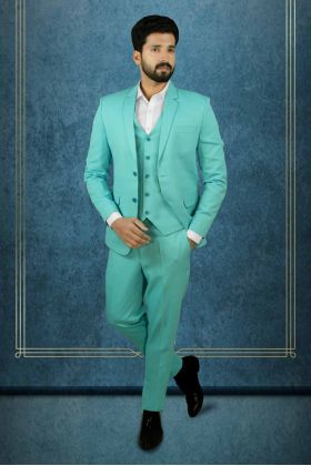 Polyster Turquoise 3Pc Suit