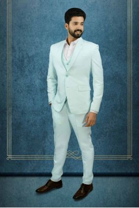 Polyster Powder Blue 3Pc Suit