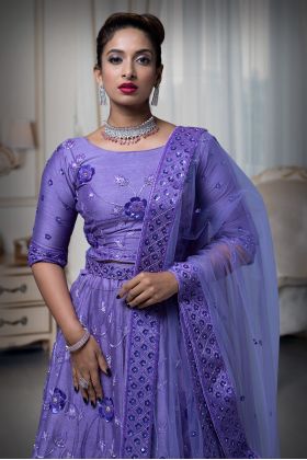 Mauve violet  papa don't silk lehenga