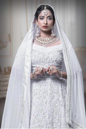 white georgette lehenga
