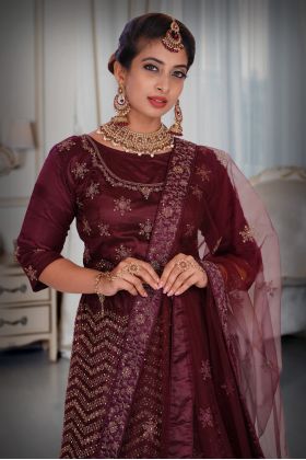 Wine Lehenga