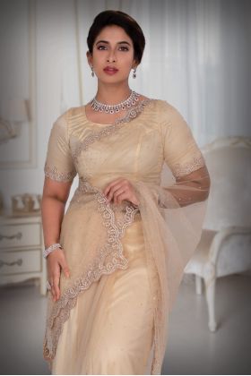 Pastel Peach  Net  Saree