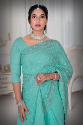 Sea Green  Georgette  Saree