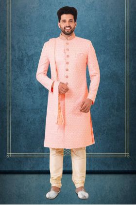 Baby Pink Lakhnavi Sherwani