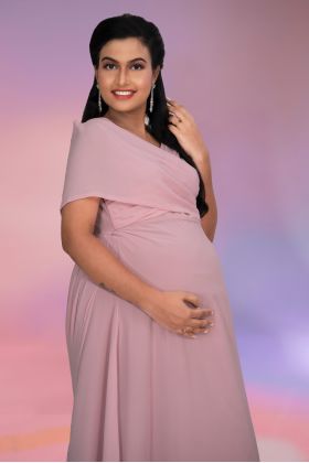 Baby pink overlap A-Line gown