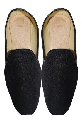 black mojari in silky jacquard fabric