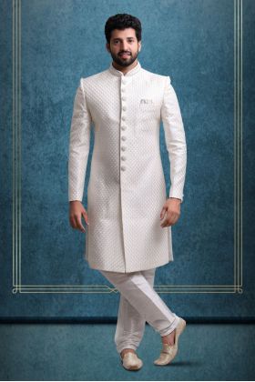 White Splendid Classic Sherwani