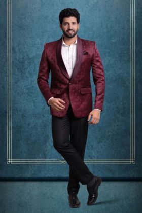 Wine Silky Jacquard Noble Blazer