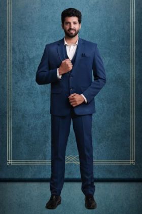 Polyster Navy Blue Suit