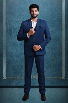 Polyster Navy Blue Suit