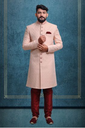 Baby Pink Suave Classic Sherwani