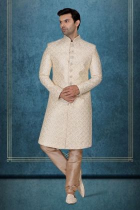 Cream Breathtaking Designer Sherwani